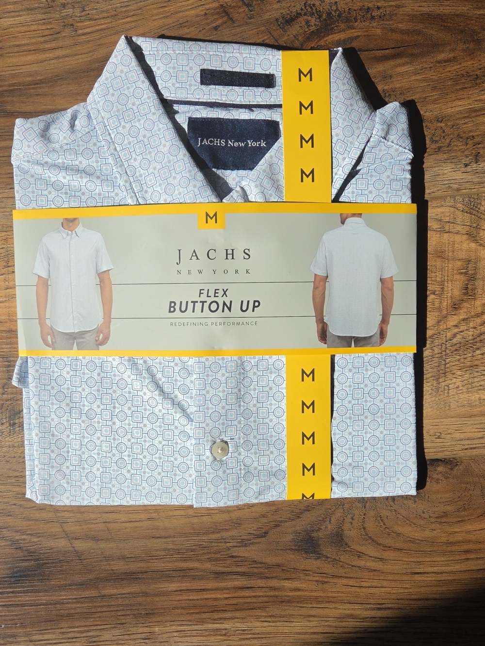 Light Blue Geometric Flex Button-Down Shirt